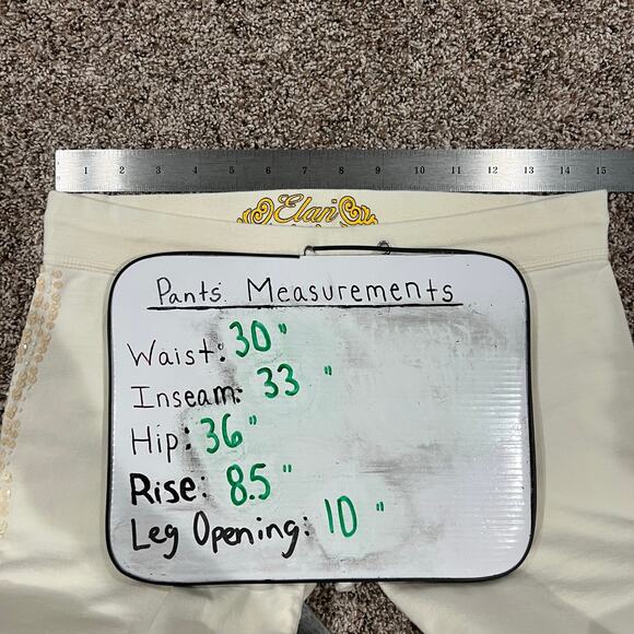 Vintage 90s y2k women's cream sequin‎ lowrise Elain baggy wide leg sweatpants - Picture 7 of 7